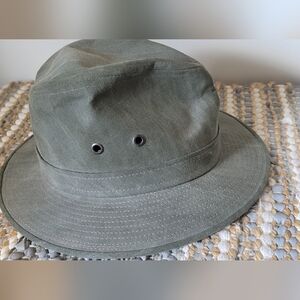 Green Safari Hat with Wide Brim and Ventilation